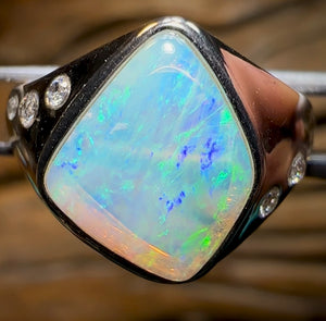 Sterling Silver - South Australian Crystal Opal Ring. Unisex Design