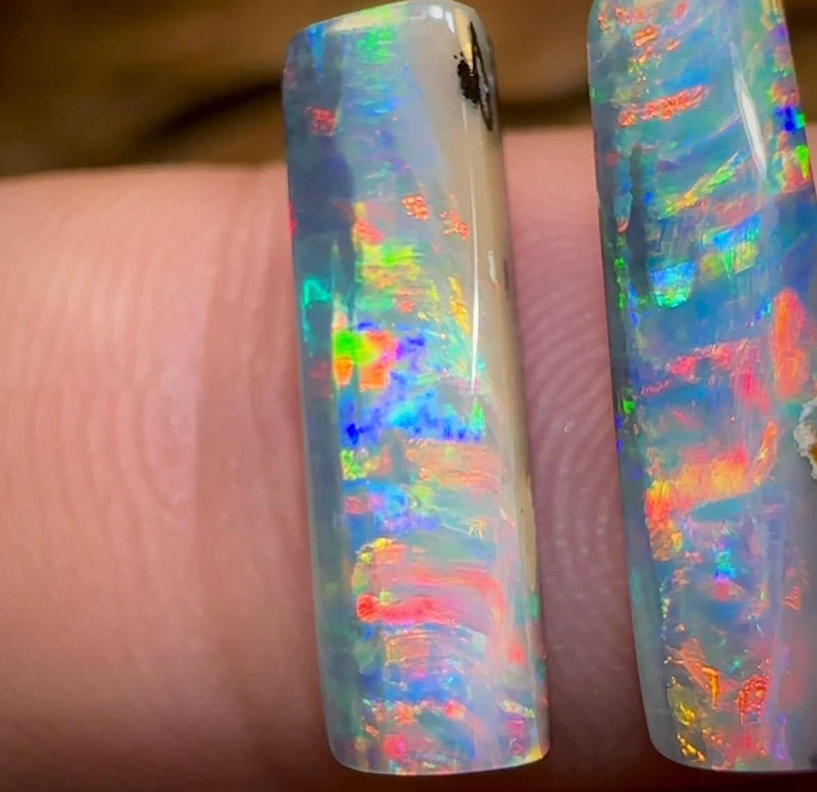 4.6cts - GEM Queensland Boulder SOLID Seam Opal Pair - Opal Whisperers