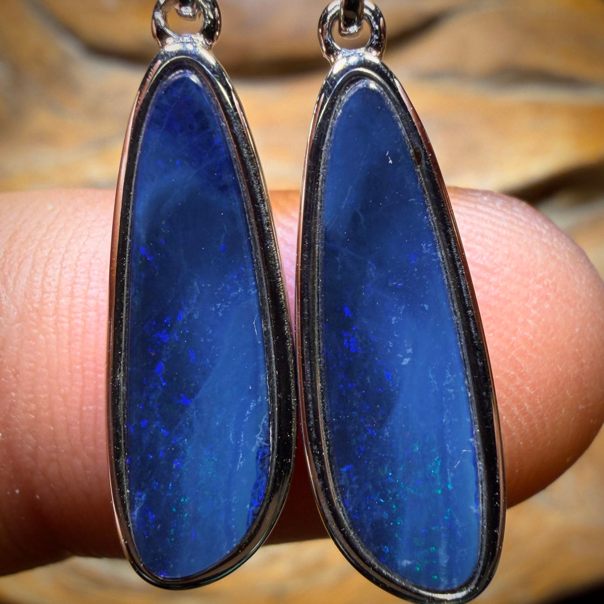 WILDCARD! Sterling Silver - Australian Boulder Opal Doublet Drop Stud Earrings