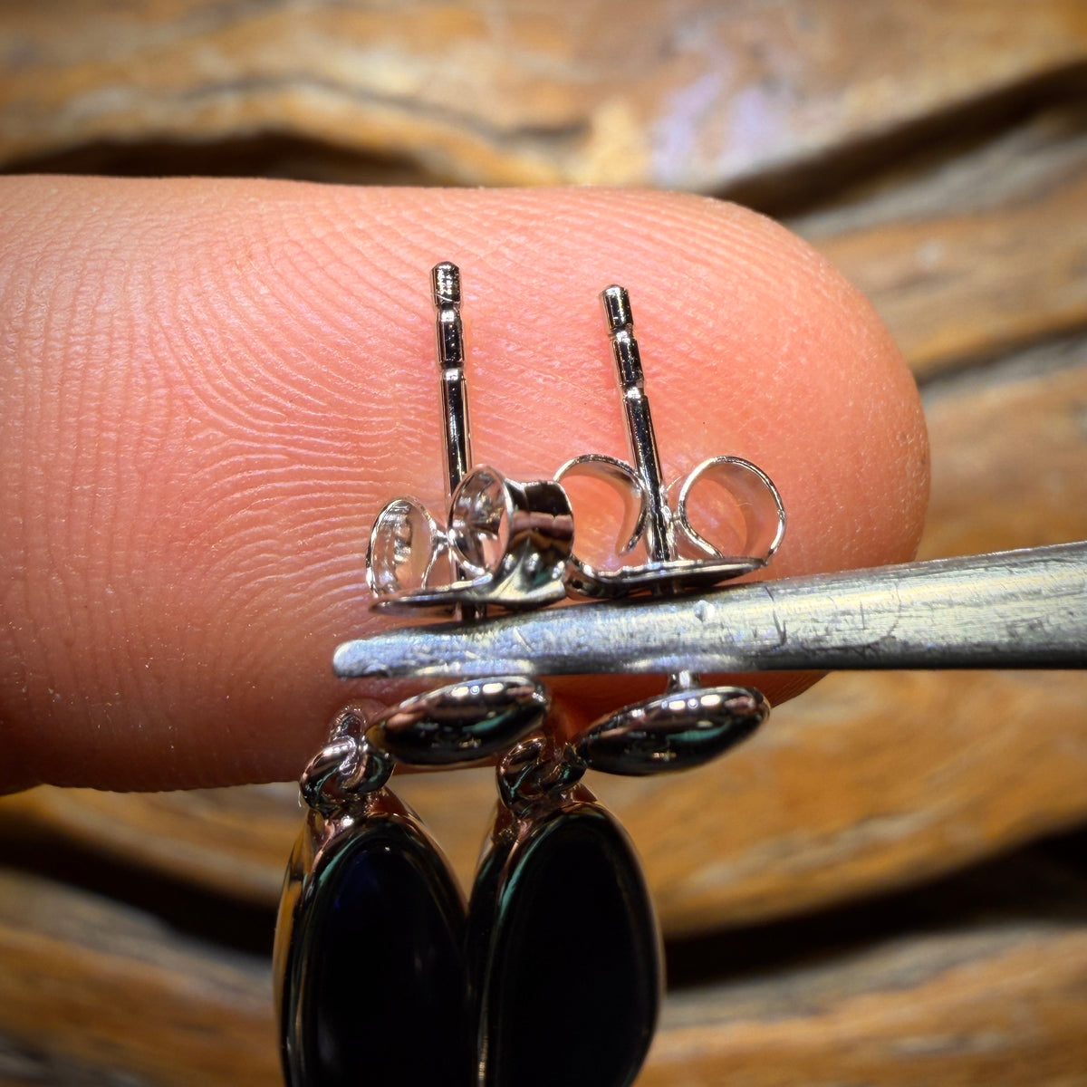 Bargain Card! Sterling Silver - Australian Boulder Opal Doublet Drop Stud Earrings