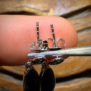 Bargain Card! Sterling Silver - Australian Boulder Opal Doublet Drop Stud Earrings
