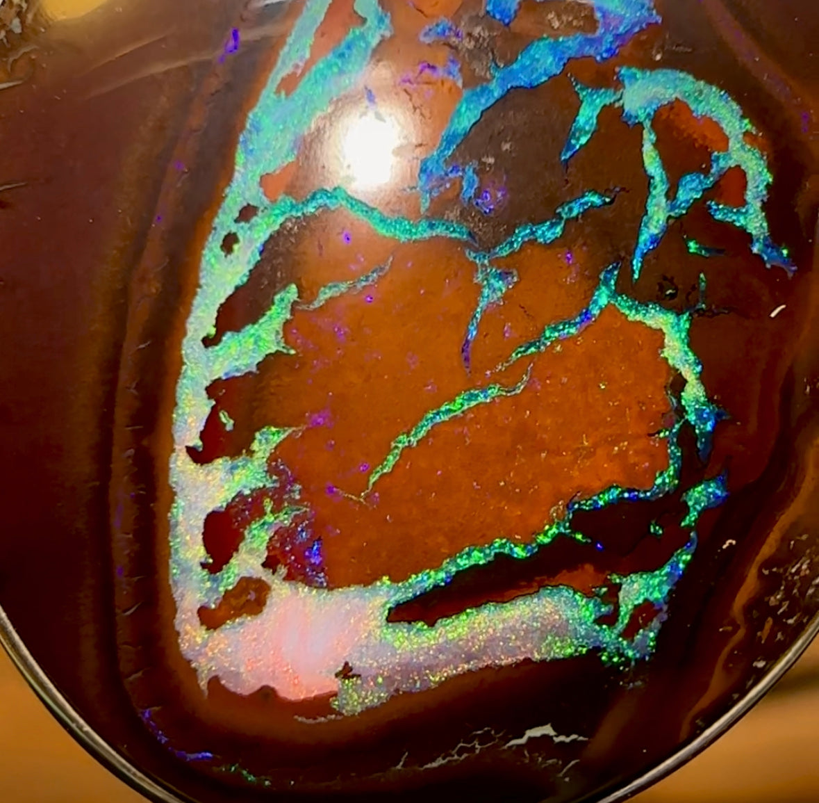 Sterling Silver - Solid Australian Boulder Opal Pendant. Tribal - Opal Whisperers