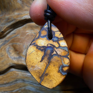 32 x 21mm - Blonde Tribal Art! Drilled Tribal Queensland Boulder Opal Necklace