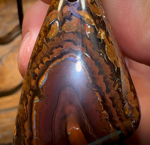 50 x 28mm - Big Drilled Boulder Opal Pendant w/ Eco Friendly Vegan Cord Great Pattern and Polish