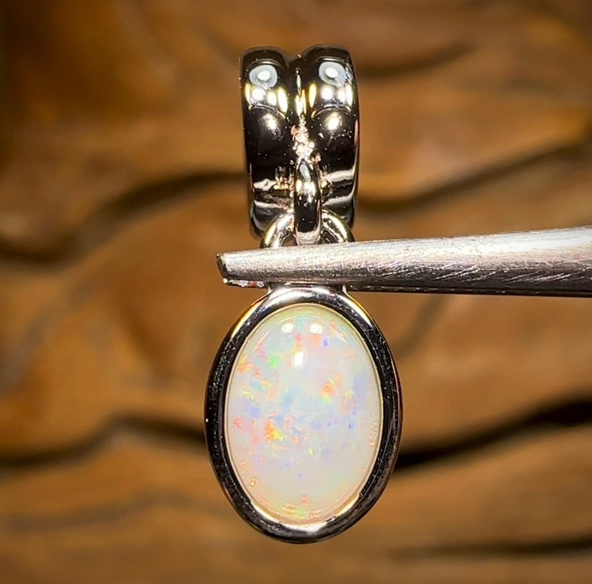 Sterling Silver - Solid South Australian Crystal Opal Pendant - Opal Whisperers