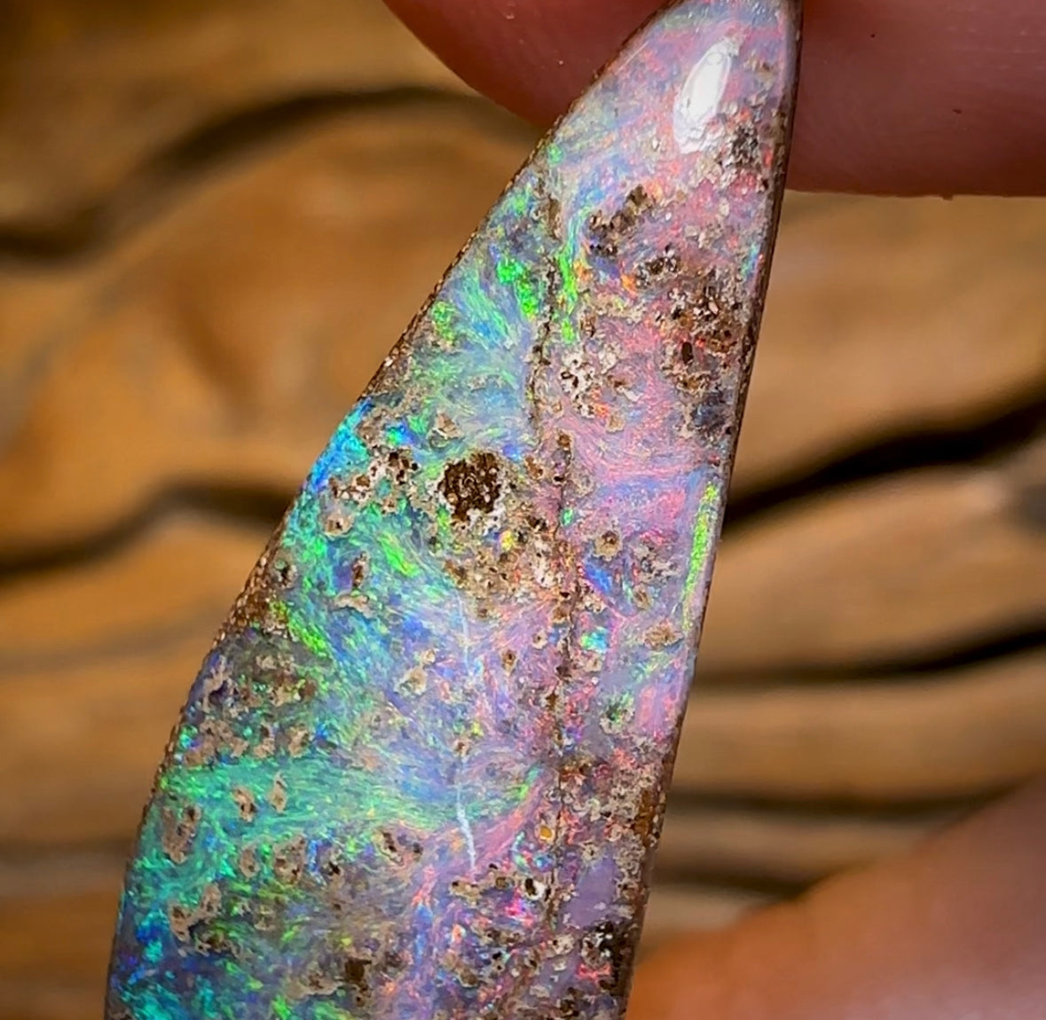 16.3cts - Queensland Boulder Seam Opal. Australian Opal. Awesome Shape - Opal Whisperers