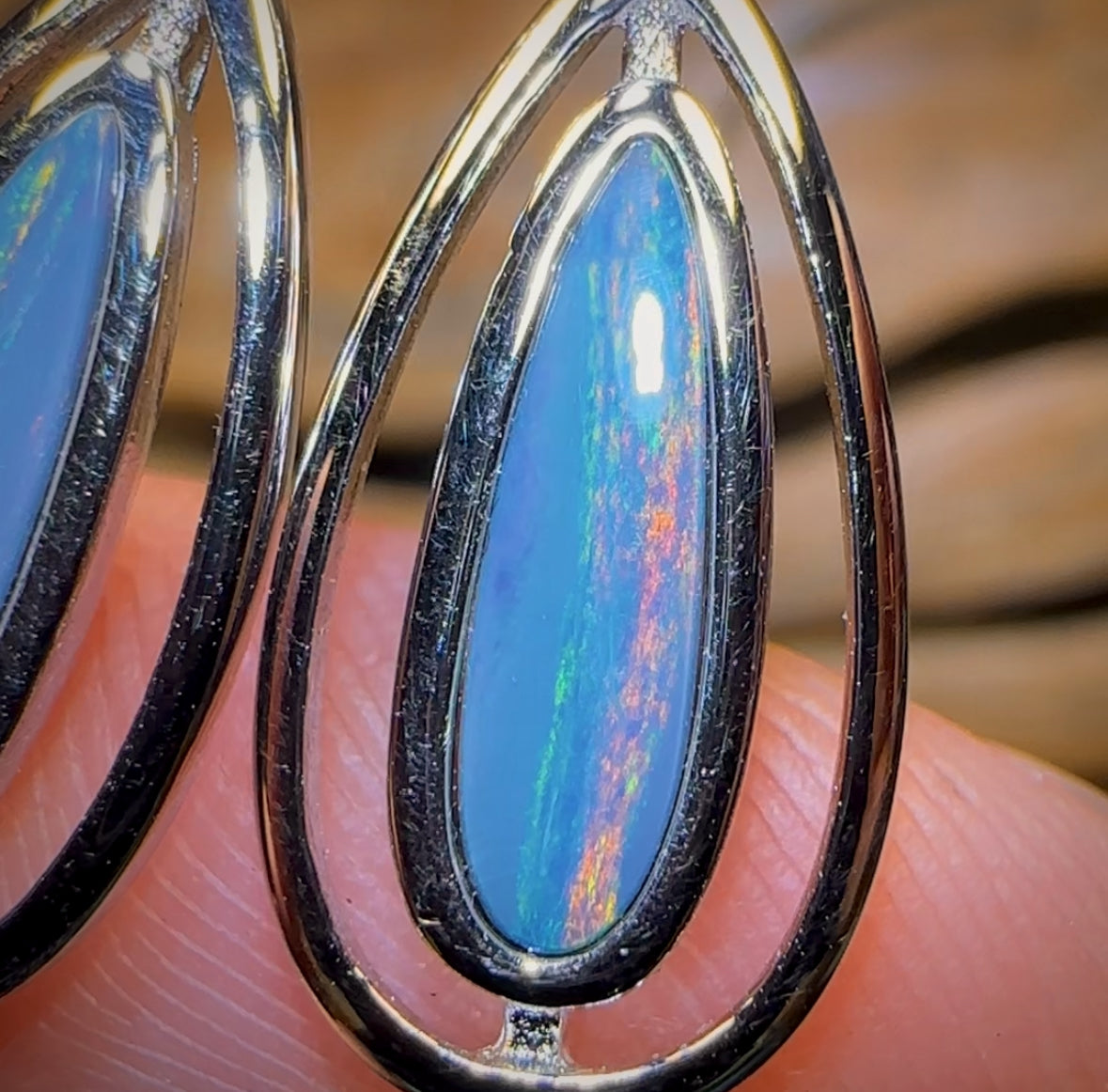 Sterling Silver - Australian Boulder Opal Doublet Hook Earrings