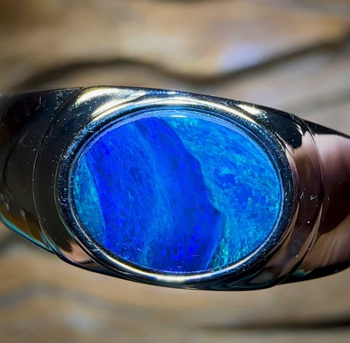 “Water Ways” Sterling Silver - UNISEX Queensland Boulder Opal Doublet Ring