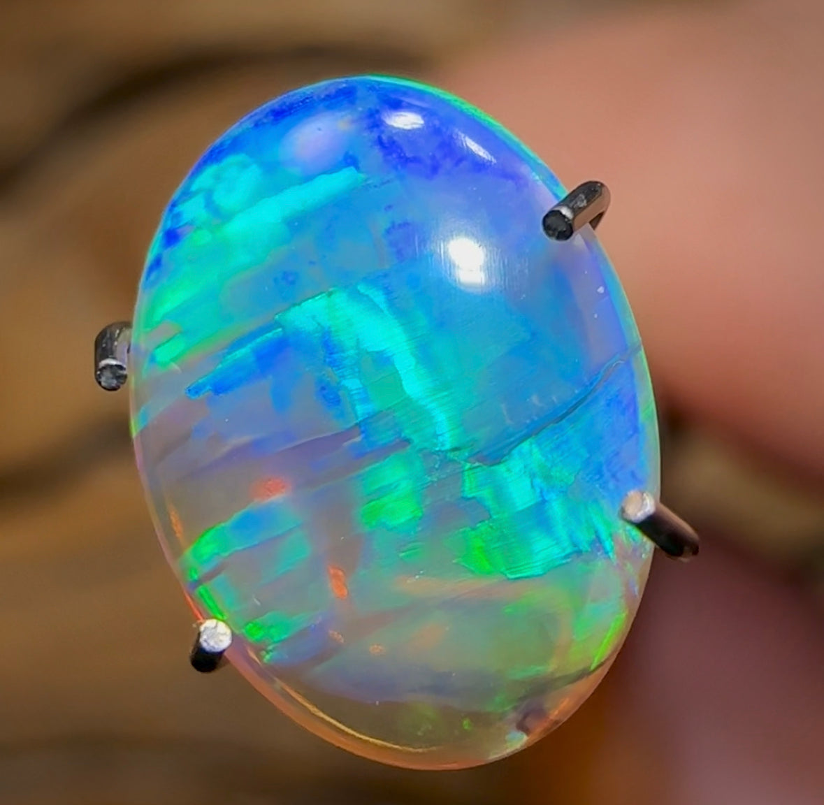 1.25cts - ‘Digital Wave’ Lightning Ridge Crystal Opal. Double Sided Clean Pure - Opal Whisperers