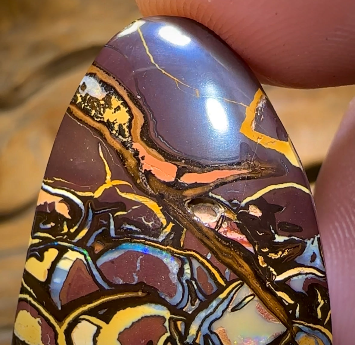 52.8cts - Rare Broad Tribal Double Sided Queensland Boulder Opal Picture Stone