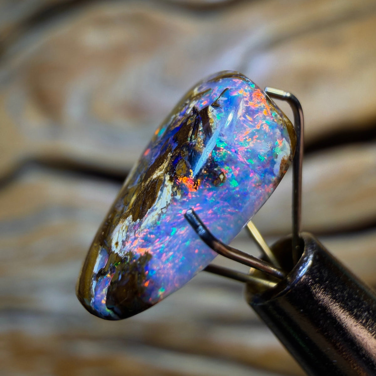 Little Rippa Unique 3 Sided Fire Stone 4.5cts - Yowah Nut Opal. Red Multicolour
