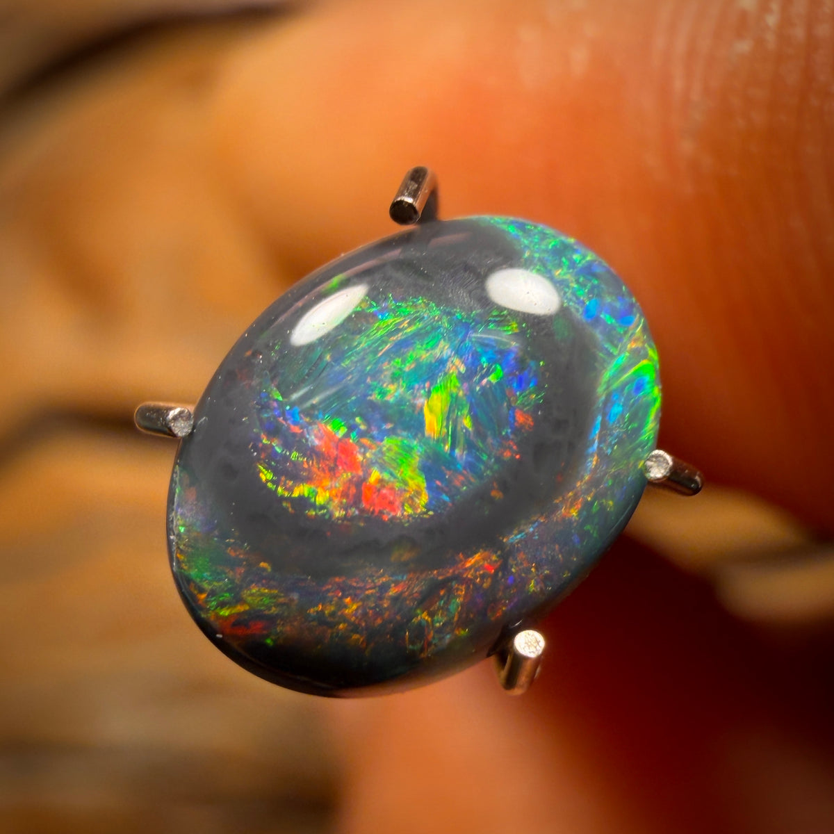 1.4cts - ‘Opal Eye’ Gem Black Opal from Lightning Ridge with Red Multi Colour