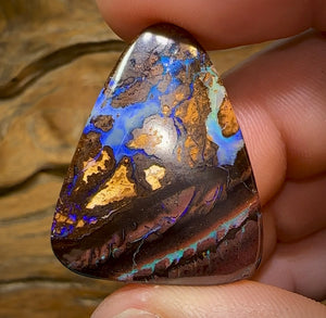 47.2cts - Double Sided Australian Boulder Opal. “Lightning over outback”Landscape Pattern