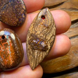🔒133.8cts - 5x Drilled Tribal Queensland Boulder Opals. BARGAIN Wholesale Parcel