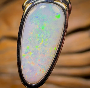 Sterling Silver - Solid South Australian White Opal Pendant