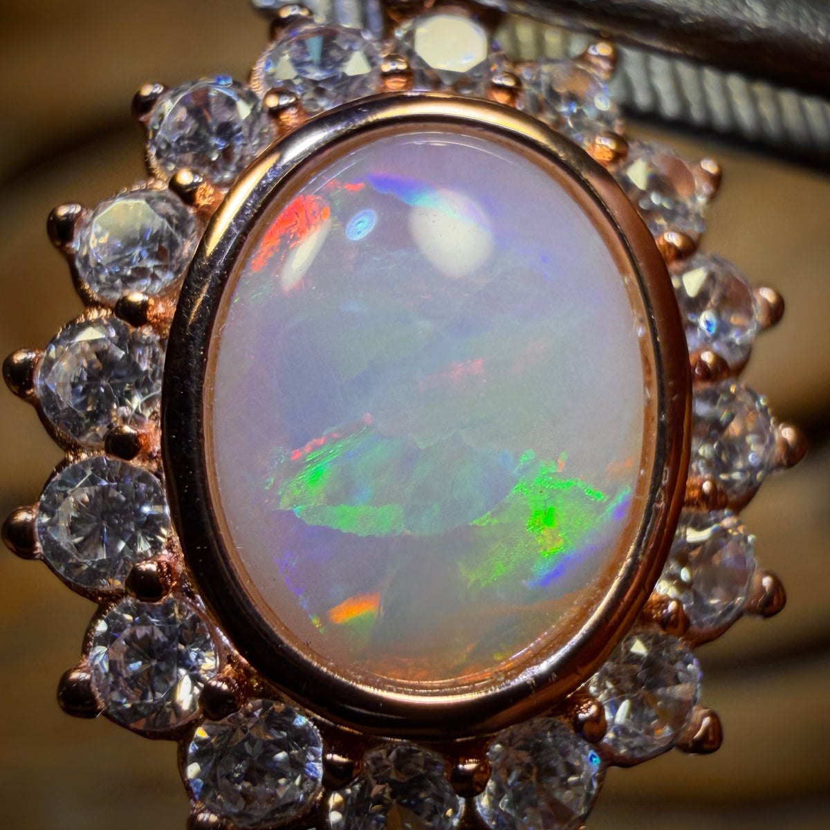 Sterling Silver Gold Plated - Solid South Australian White Opal Pendant