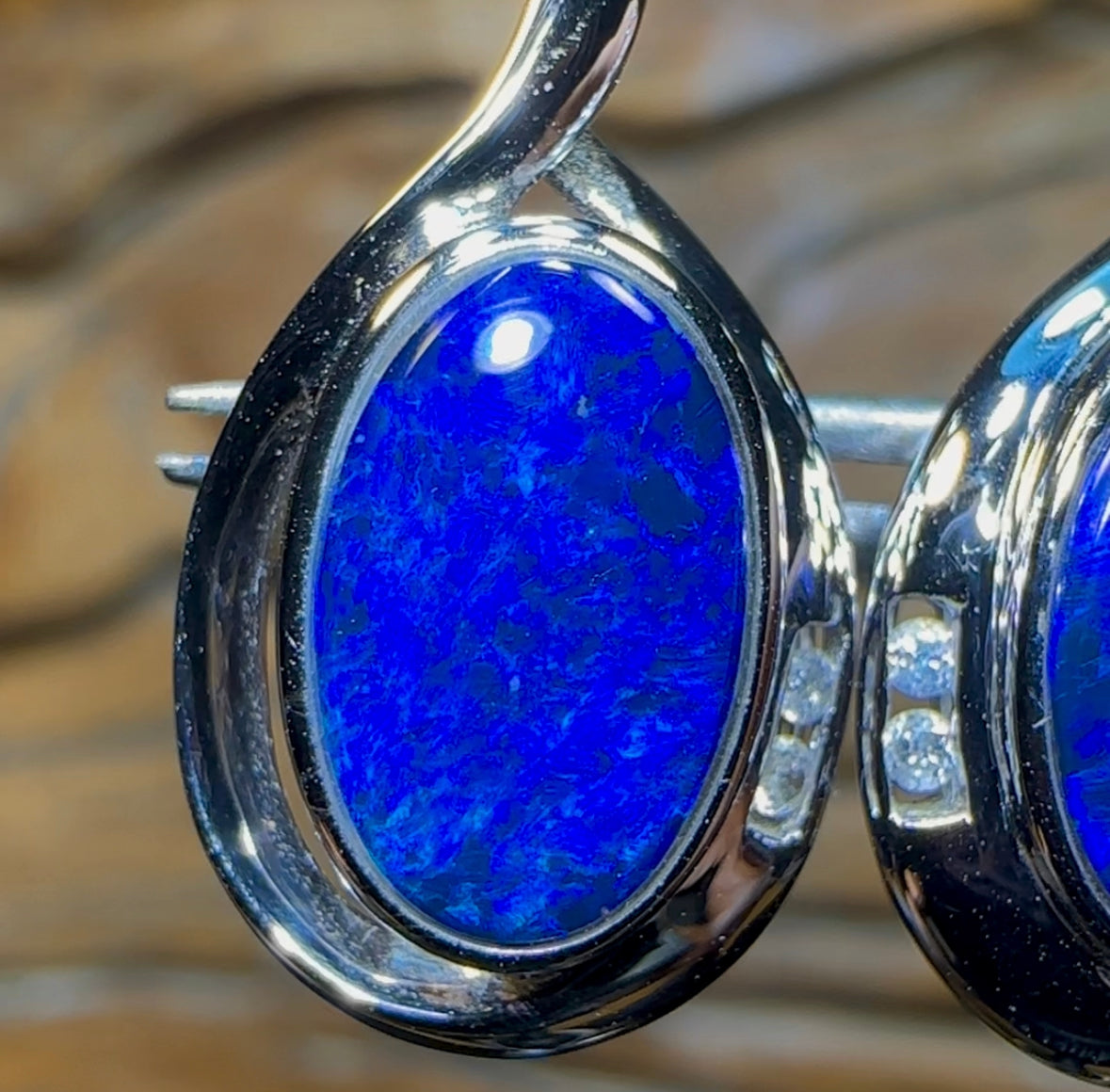 14k White Gold - Queensland Boulder Opal Doublet Earrings. Old Gold Price - Opal Whisperers