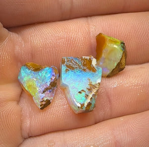 15.4cts - 3x Australian Yowah Golden Crystal Boulder Opal Rough Pieces - Opal Whisperers