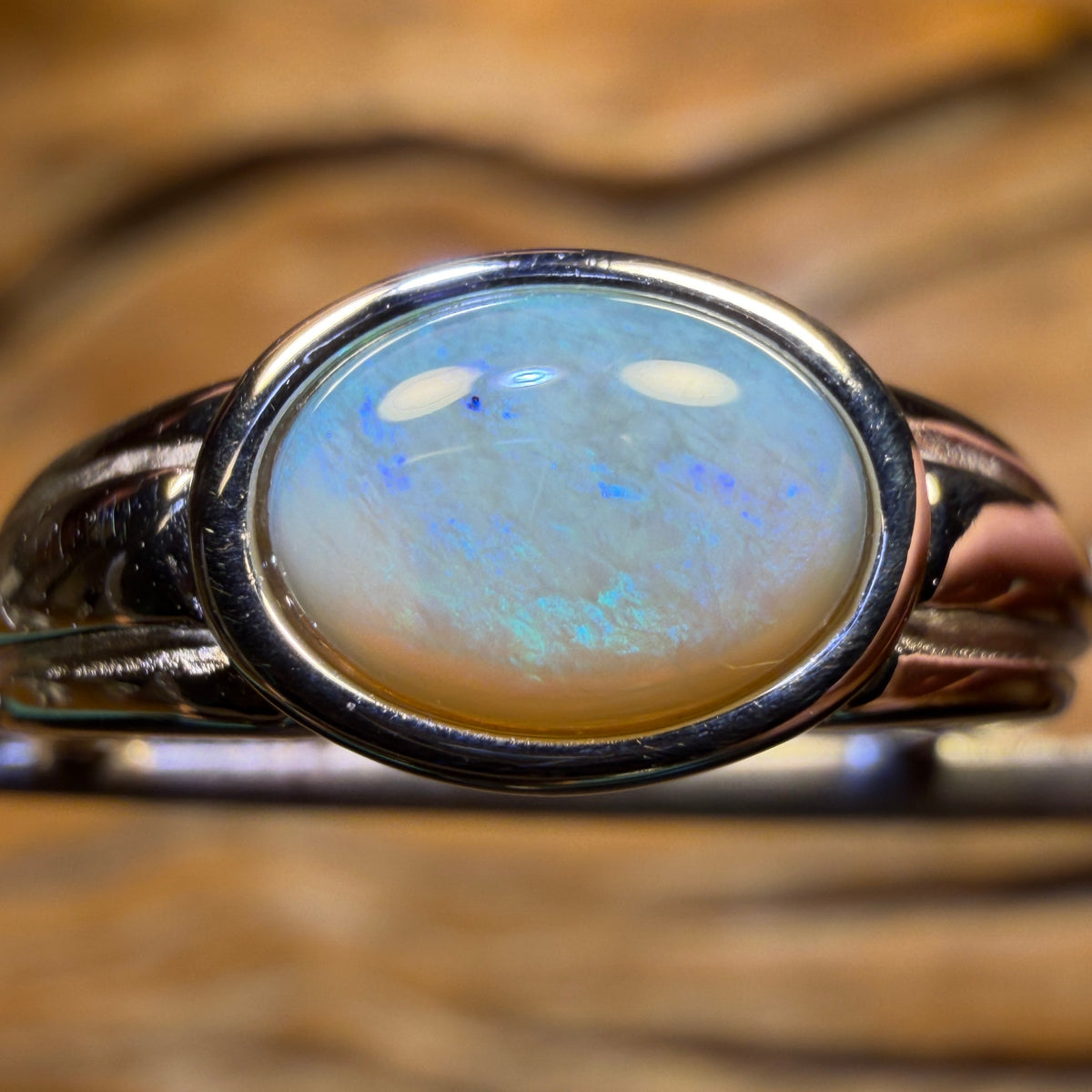 Sterling Silver - UNISEX “Pinky Ring” Solid South Australian Crystal Opal Ring