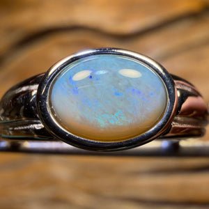 Sterling Silver - UNISEX “Pinky Ring” Solid South Australian Crystal Opal Ring
