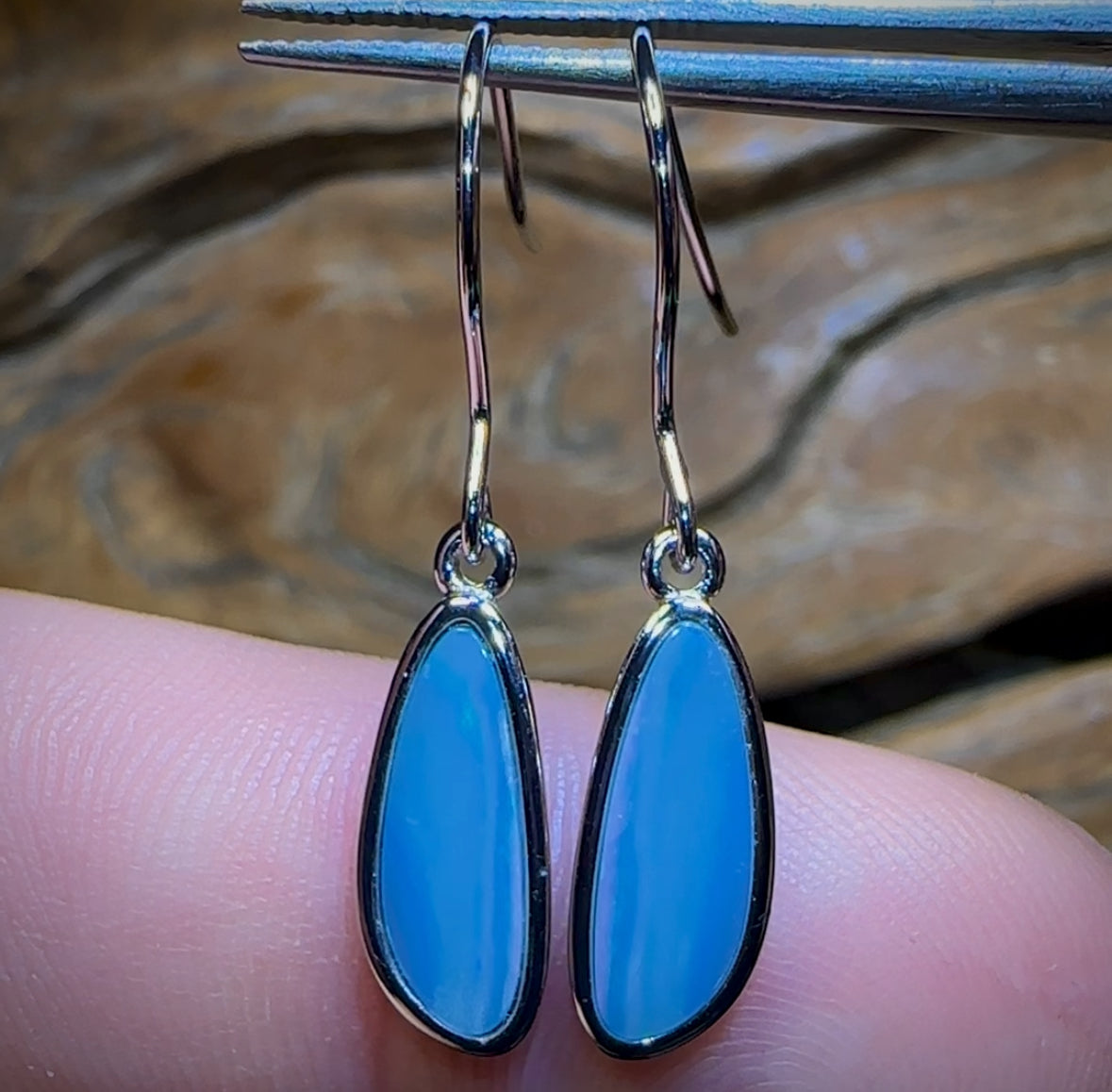 Sterling Silver - Australian Boulder Opal Doublet Hook Earrings