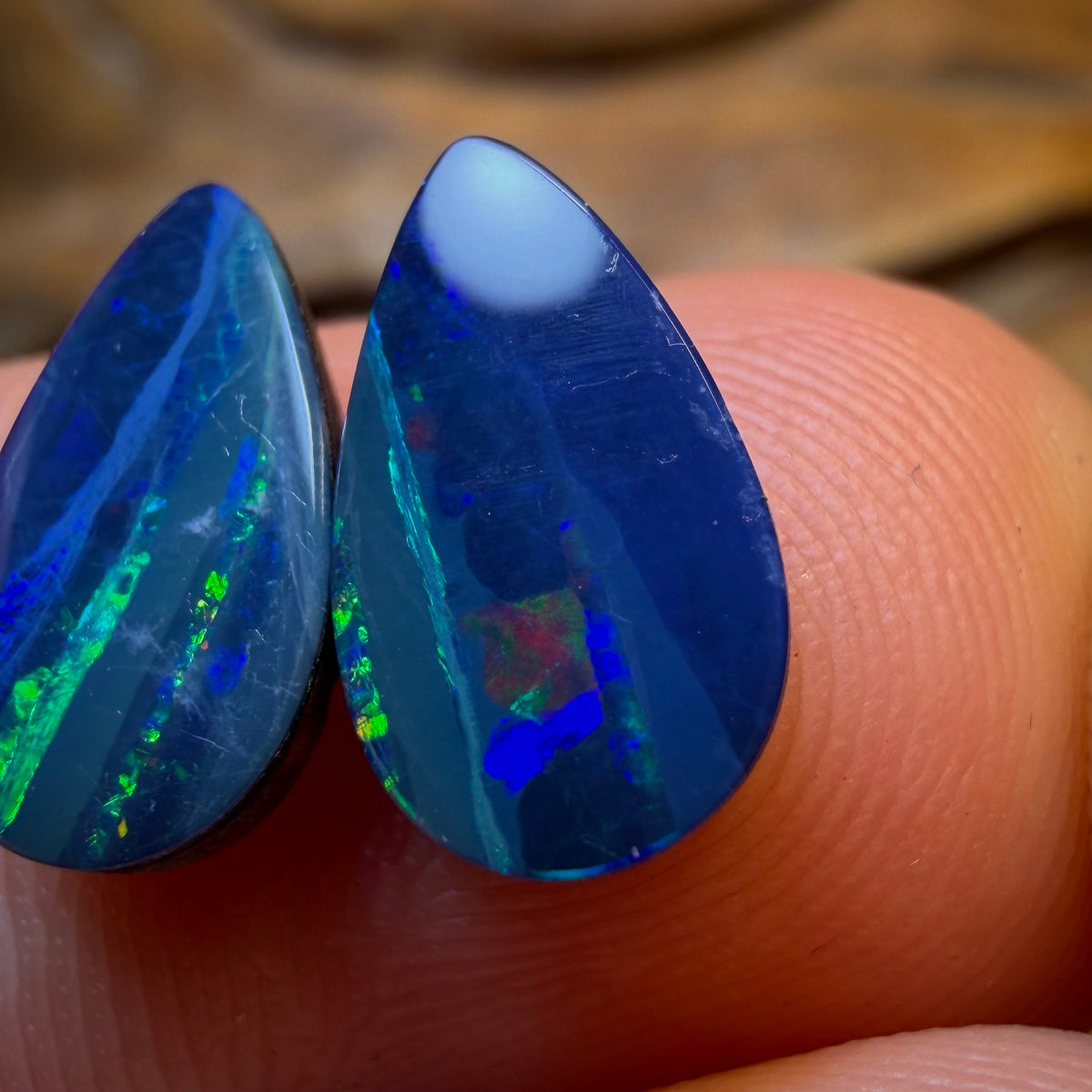 Dad and Mum Wildcard! One for me one for you 3.7cts - Australian Boulder Opal Doublet Pair