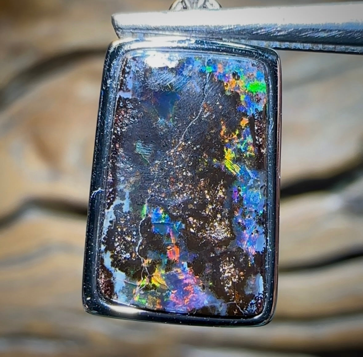 Sterling Silver - SOLID Australian Boulder Opal Pendant - Opal Whisperers