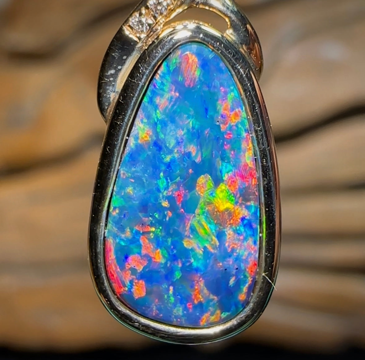 Australian Boulder Opal Doublet Pendant in 10k Gold store Diamond accent