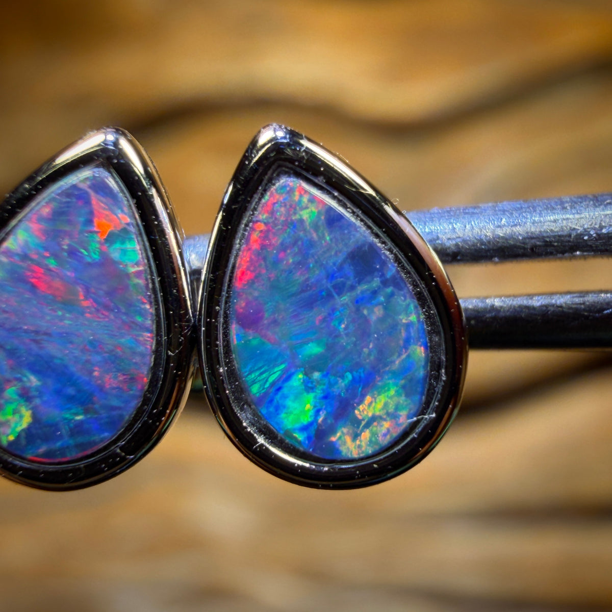 Sterling Silver - Australian Boulder Opal Doublet Stud Earrings