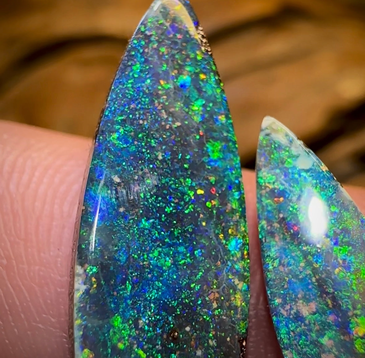 9.5cts - GEM Queensland Boulder Seam Opal Pair - Opal Whisperers