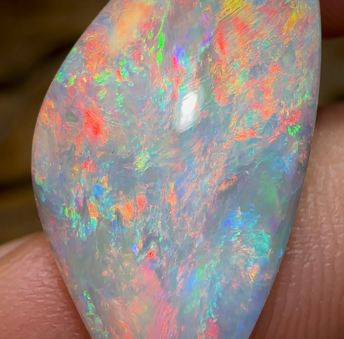8.4cts - Lightning Ridge Semi Black Opal. Red Fire - Opal Whisperers