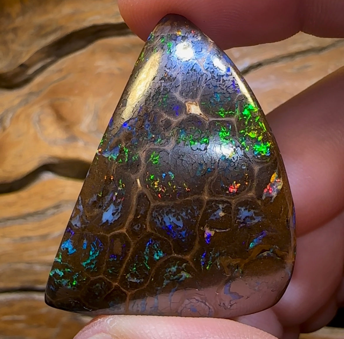 (Must price at $6k as was quoted to christiane) 119.9cts - TOP Reflective Bubble Band Opal from Winton - Opal Whisperers