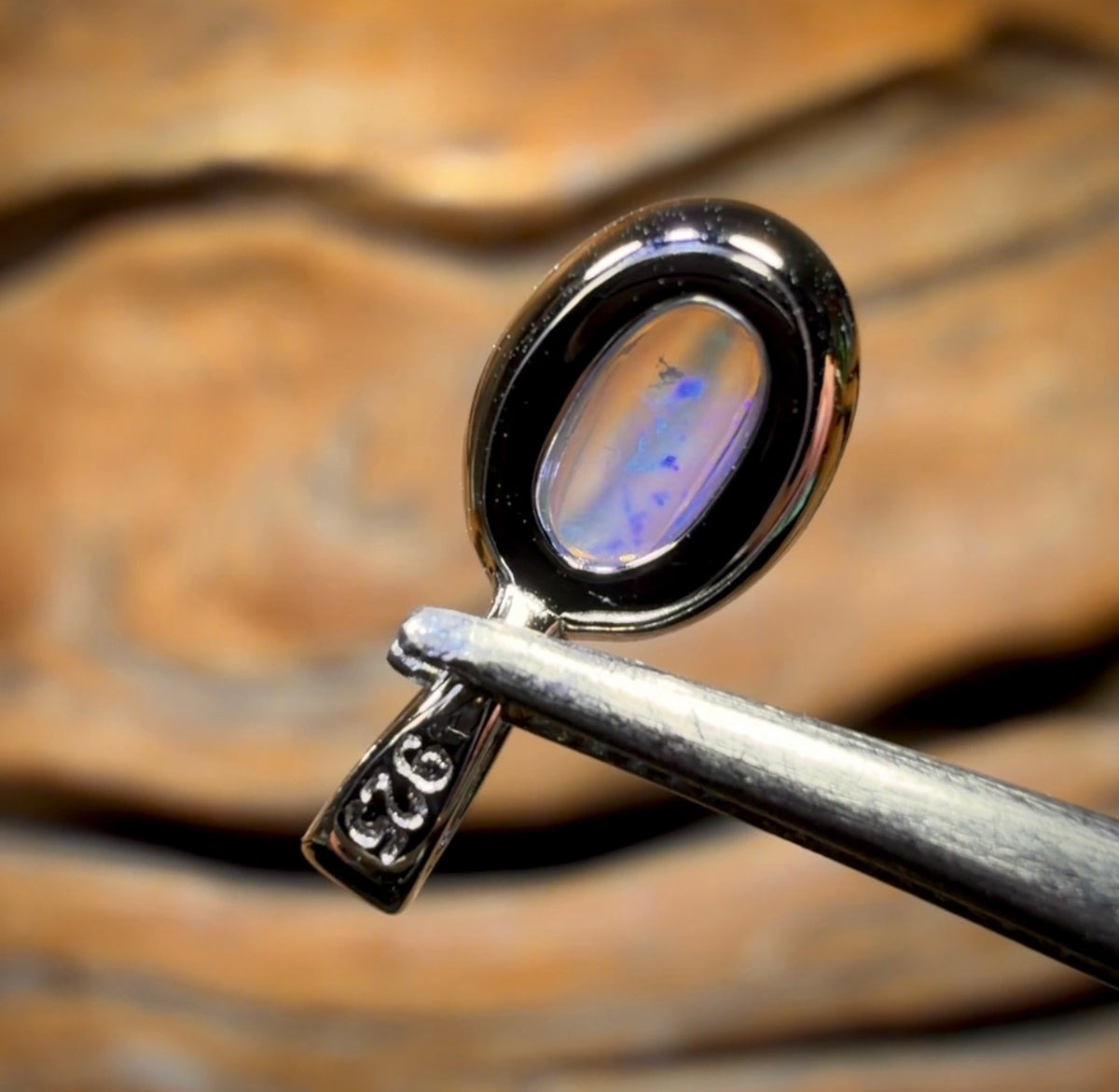 Sterling Silver - Solid South Australian Crystal Opal Pendant