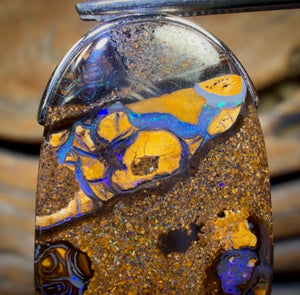 Sterling Silver - “witchetty grubs” Solid Tribal Boulder Opal Pendant UNISEX