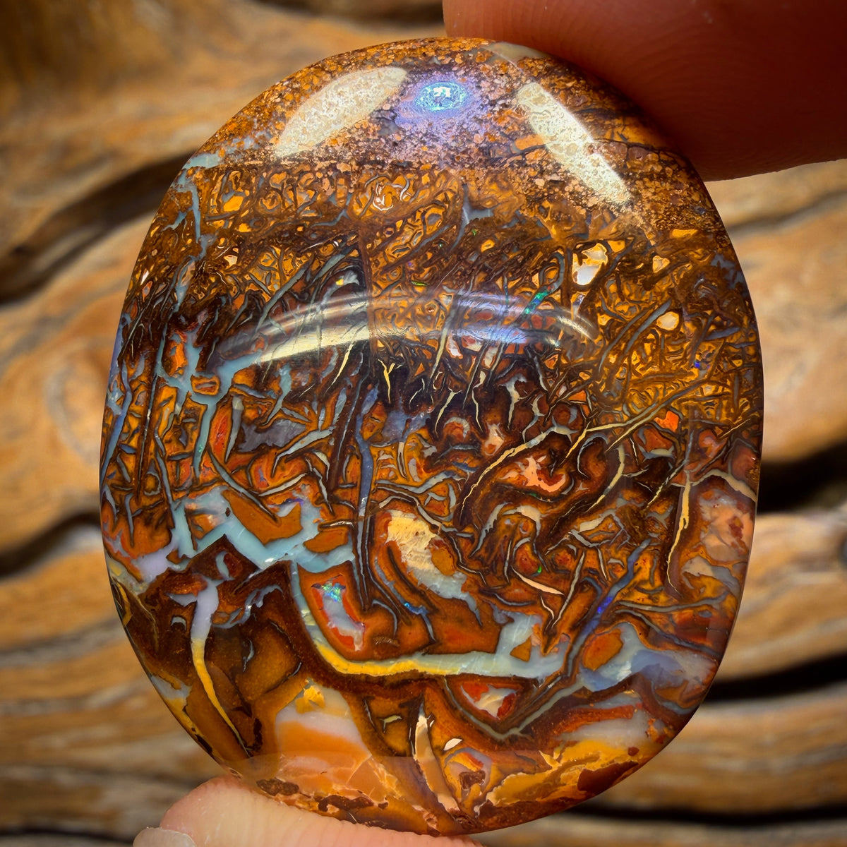 86.1cts - Queensland Boulder Opal Tribal Pattern Picture Stone