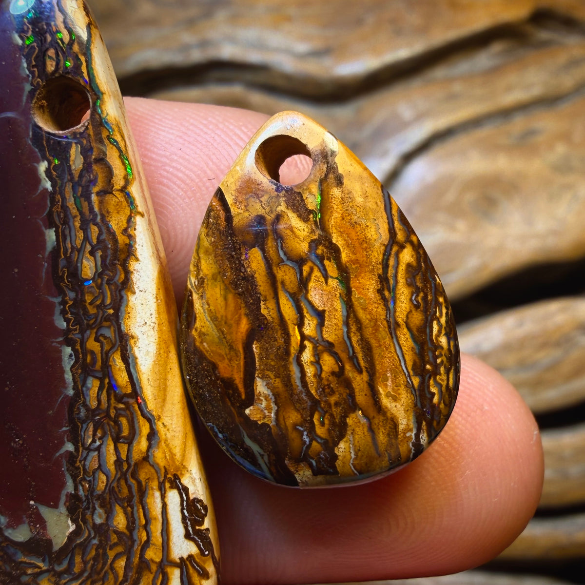 TGIF 101.5cts - 3x Drilled Tribal Queensland Boulder Opal Family Trio