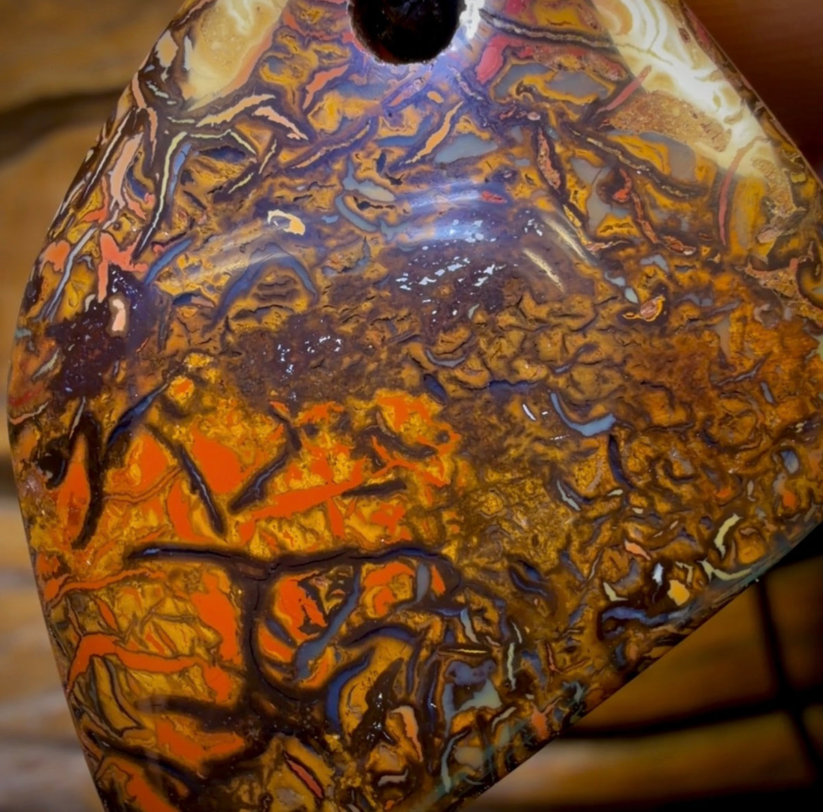 43 x 33mm - Drilled Boulder Opal Pendant w/ Eco Friendly Vegan Cord BARGAIN