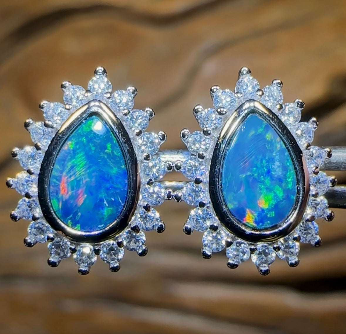 Sterling Silver - Australian Boulder Opal Doublet Stud Earrings - Opal Whisperers