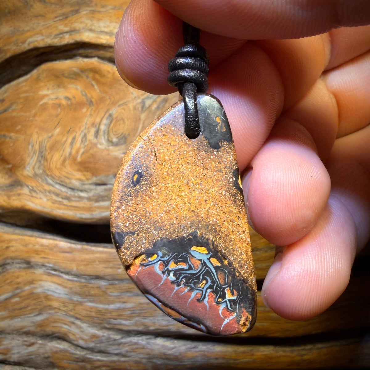 34 x 19mm - Drilled Tribal Queensland Boulder Opal Necklace