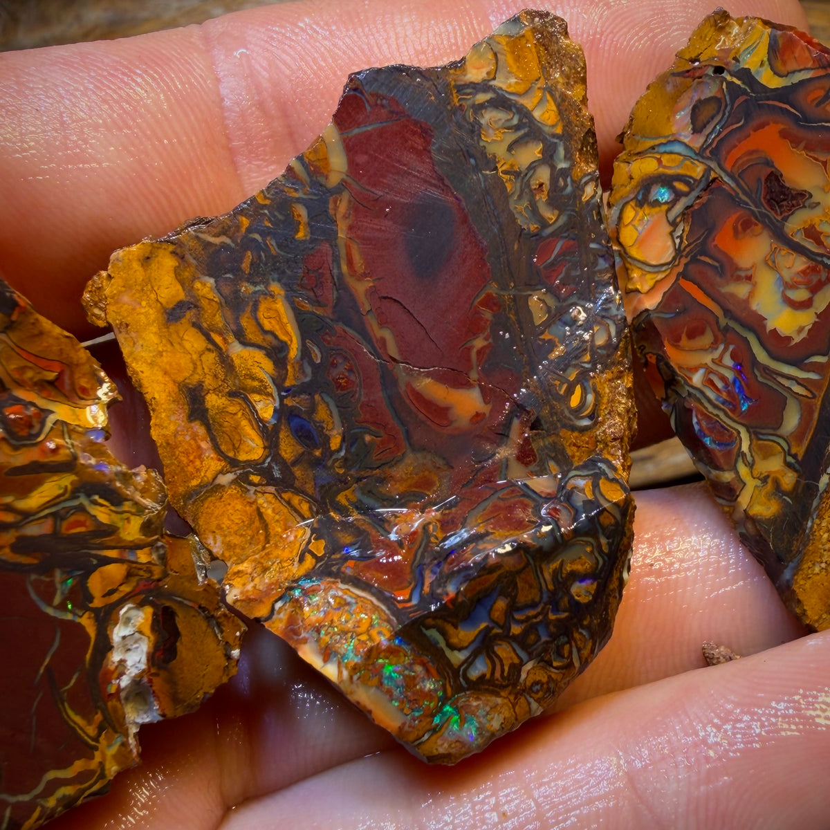 Art Card Bargain! 336cts - Art of Opal Style 3x Yowah Nut Tribal Opal Rough Parcel. Australian Boulder Opal