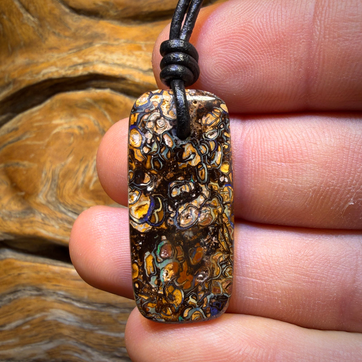 Dad! 35 x 16mm - Drilled Top Tribal Queensland Boulder Opal Necklace