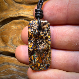 Dad! 35 x 16mm - Drilled Top Tribal Queensland Boulder Opal Necklace