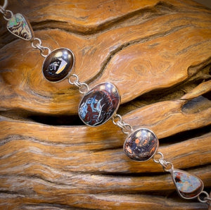 Sterling Silver -“Fob Style” Solid Australian Boulder Opal Bracelet One Only