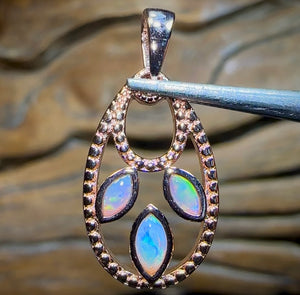 Sterling Silver Plated - Solid South Australian Crystal Opal Pendant