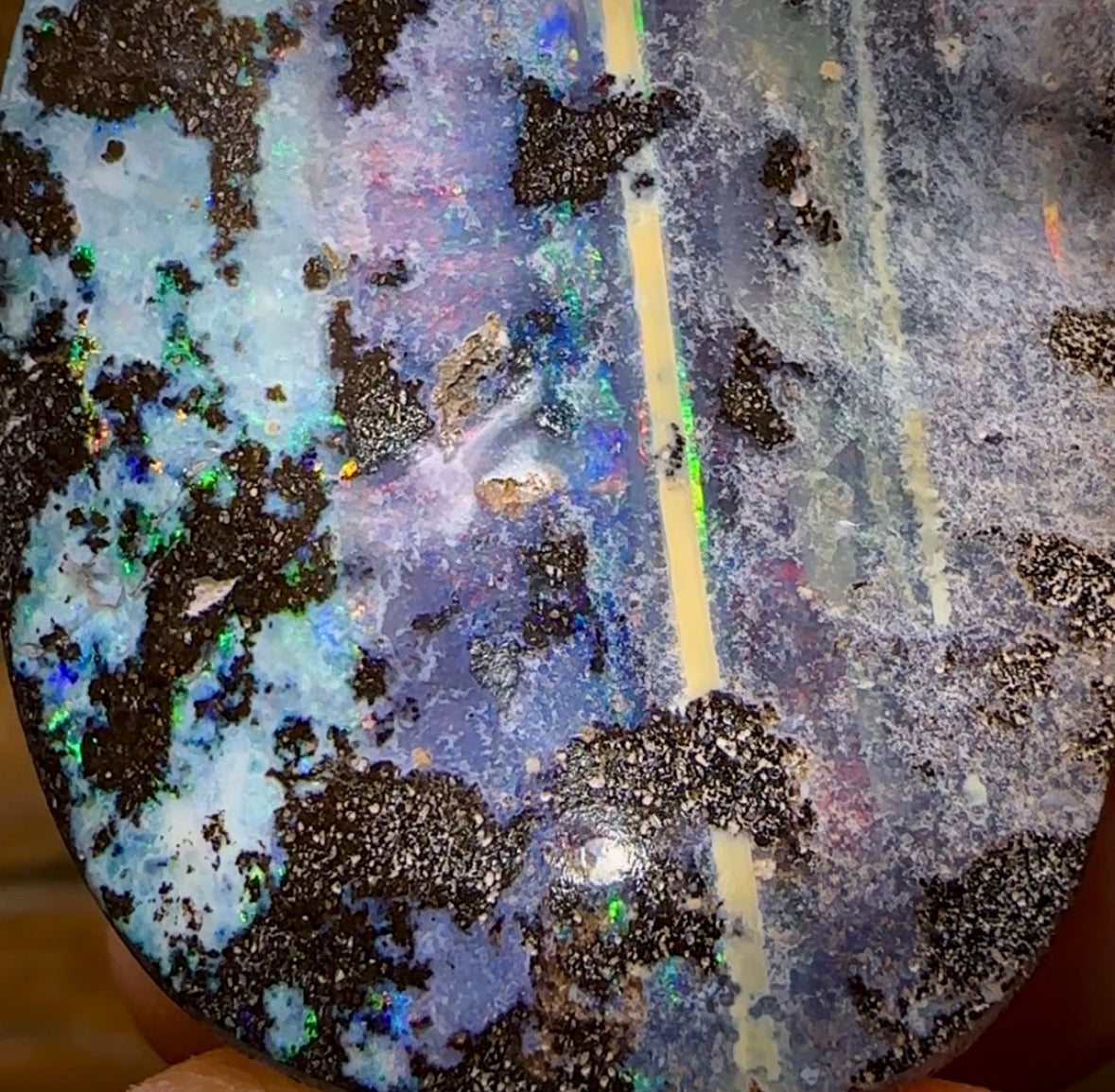 136.6cts - “Blue Leopard”Large Australian Boulder Seam Opal from Opalton