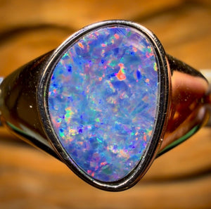 Sterling Silver - Queensland Boulder Opal Doublet Ring UNISEX