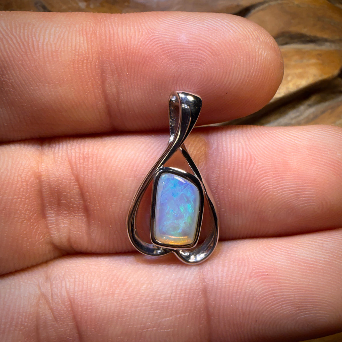Sterling Silver - Solid South Australian Crystal Opal Pendant