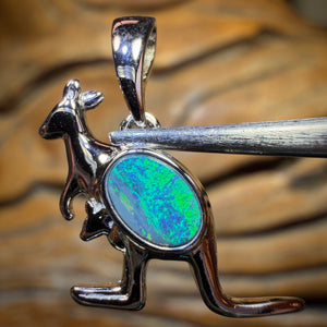 Sterling Silver - Australian Boulder Opal Doublet ROO Pendant
