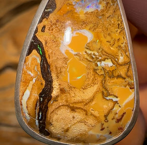 Sterling Silver - Large Tribal Boulder Opal UNISEX Pendant