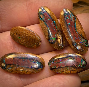 🔒36.3cts - 5x Tribal Queensland Boulder Opal Set